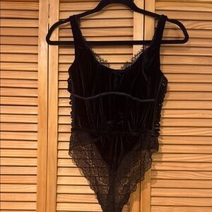 Victoria’s Secret Black Velvet Lace Bodysuit
